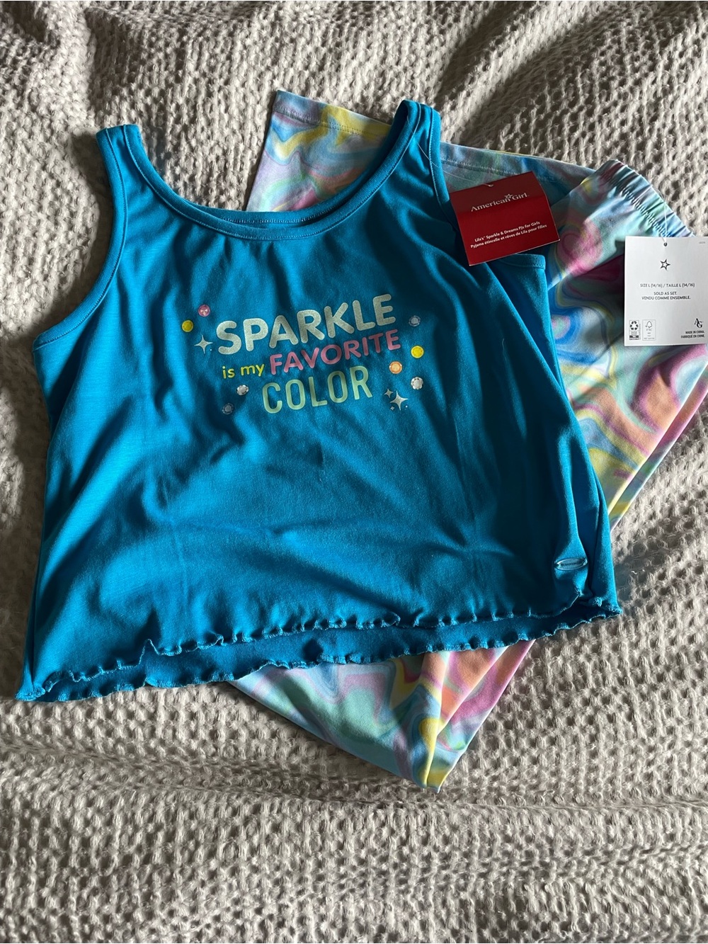 American Girl Lila Sparkle & Dreams Pajama Set Girls Size L 14/16 NWT